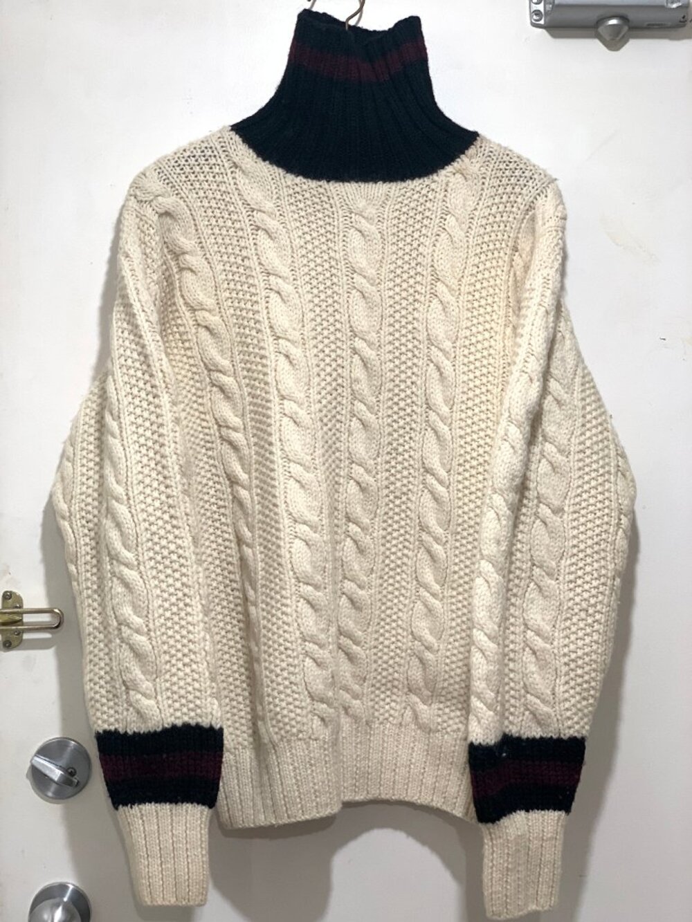 VINTAGE POLO BY RALPH LAUREN TURTLENECK HAND KNIT CABLE WOOL SWEATERS SIZE L - Picture 2 of 11